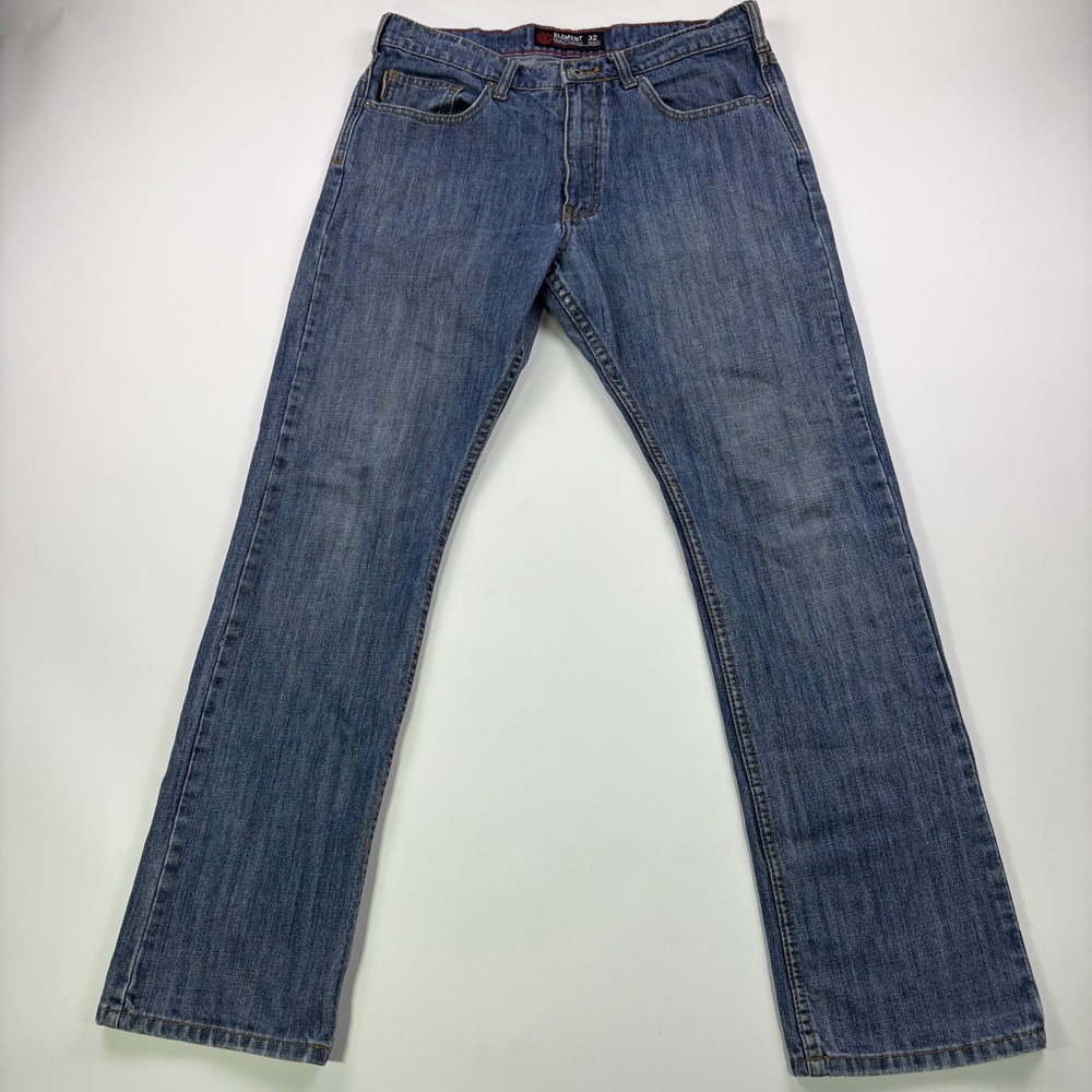 Element Straight Fit Jeans Mens 32 Medium Wash Distressed Y2K Skater Denim